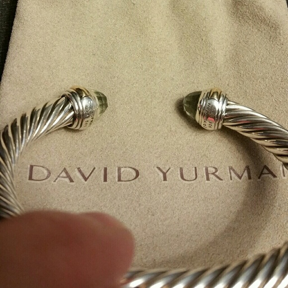 David Yurman Prasiolite SS/14k Gold Cuff - Picture 7 of 7